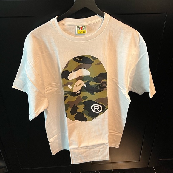 A BATHING APE MENS TEE XXL CAMO APE HEAD